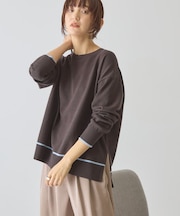 バイカラークルーネックニットプルオーバー