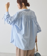 【イージーケア】バックギャザーリボンシャツ