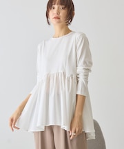 布帛切替ペプラムプルオーバー