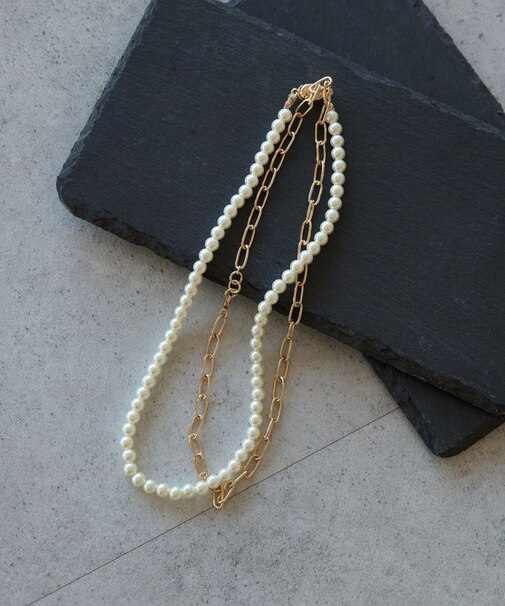 【2点SET】パール＋チェーンネックレス
