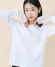 袖チュールレイヤードプルオーバー