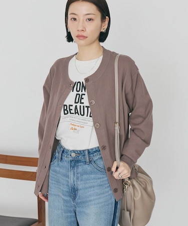クルーネックニットカーディガン