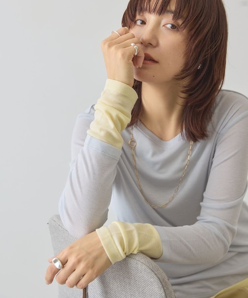 配色シアーレイヤードプルオーバー