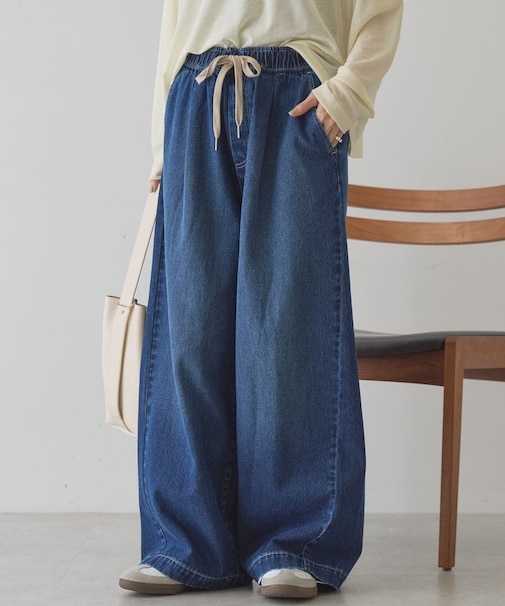 イージーデニムワイドパンツ