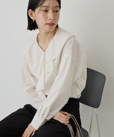 【イージーケア】ラッフルブラウス