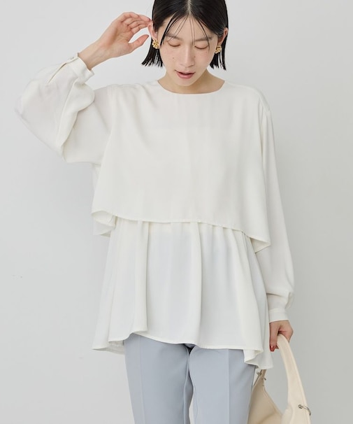 【イージーケア】Wクロスティアードブラウス