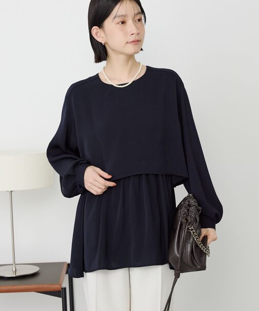 【イージーケア】Wクロスティアードブラウス