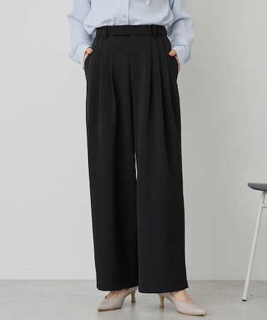 【イージーケア】タックストレートパンツ