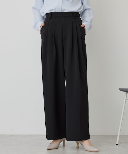 【イージーケア】タックストレートパンツ