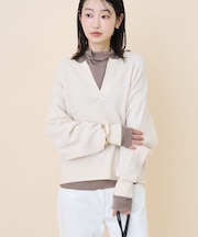 ワッフルライクニットプルオーバー