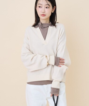 ワッフルライクニットプルオーバー