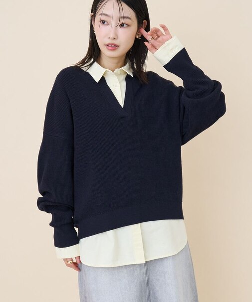 ワッフルライクニットプルオーバー