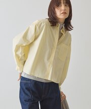 【イージーケア】ショート丈ストライプシャツ