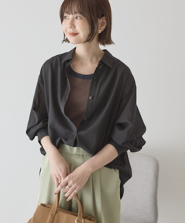 【イージーケア・UVカット】シアーラウンドシャツ