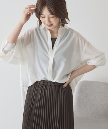 【イージーケア・UVカット】シアーラウンドシャツ