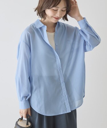 【イージーケア・UVカット】シアーラウンドシャツ