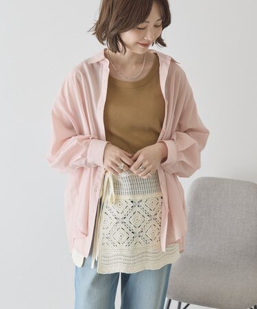 【イージーケア・UVカット】シアーラウンドシャツ