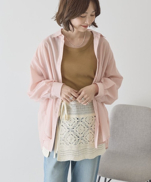 【イージーケア・UVカット】シアーラウンドシャツ