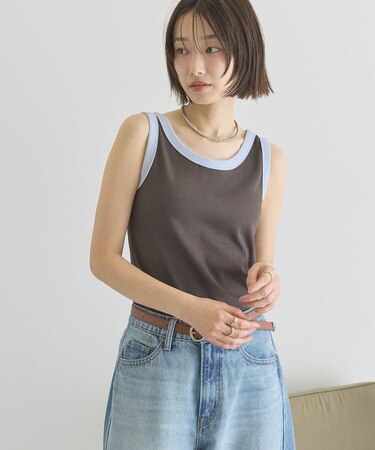 【抗菌防臭】バイカラーテレコタンクトップ