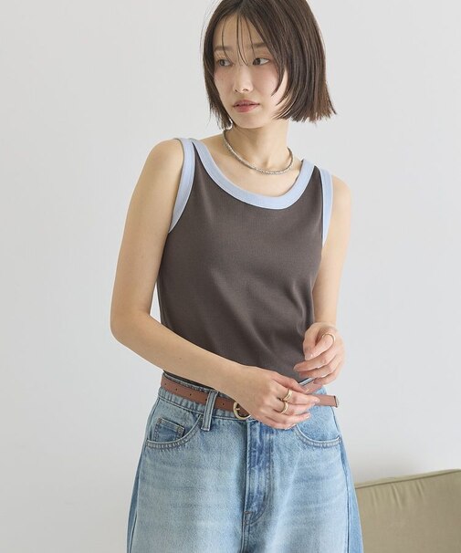 【抗菌防臭】バイカラーテレコタンクトップ
