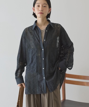 レースパッチワークシャツ