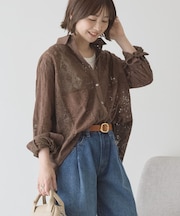 レースパッチワークシャツ