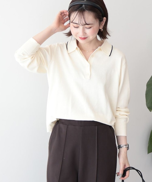 配色ラインニットポロ｜アメリカンホリックの通販｜&mall（アンド