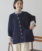 Wフェイスラウンドヘム ラグランニットカーディガン