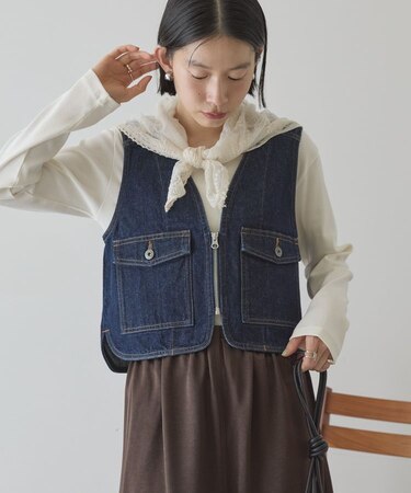 ショート丈デニムベスト