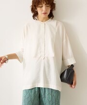 【WEB限定】接触冷感バンドカラーシャツチュニック