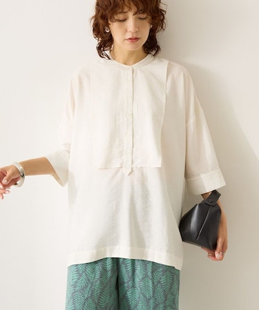 【WEB限定】接触冷感バンドカラーシャツチュニック