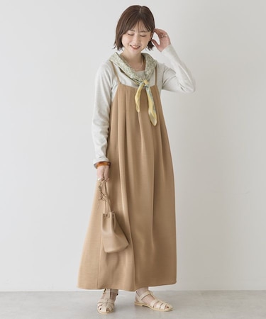 タックサテンキャミワンピース