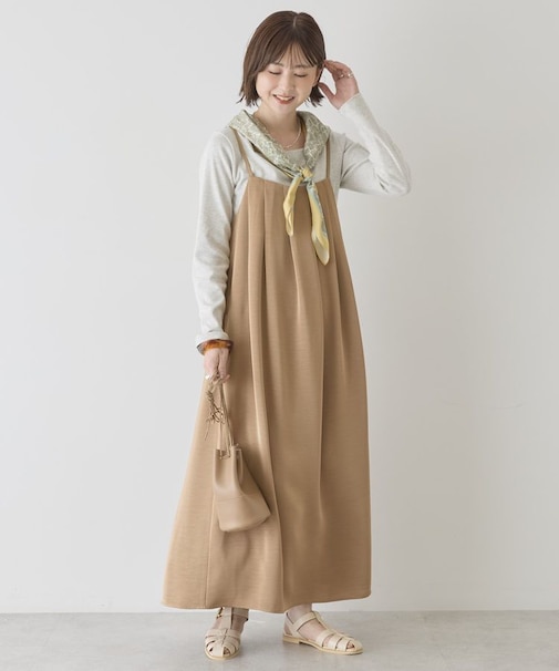 タックサテンキャミワンピース
