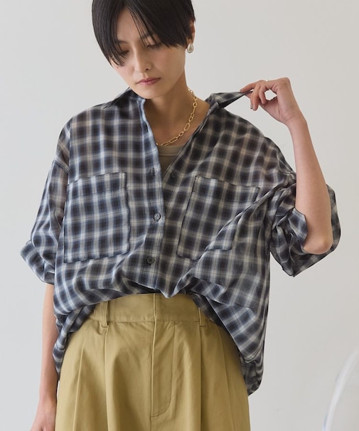【接触冷感・イージーケア】シアーチェックシャツ