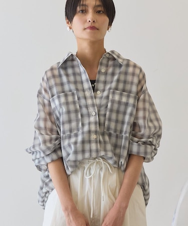 【接触冷感・イージーケア】シアーチェックシャツ