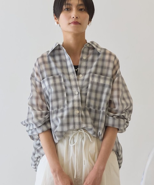 【接触冷感・イージーケア】シアーチェックシャツ