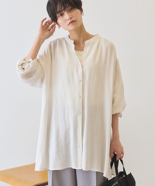 楊柳バンドカラーシャツ