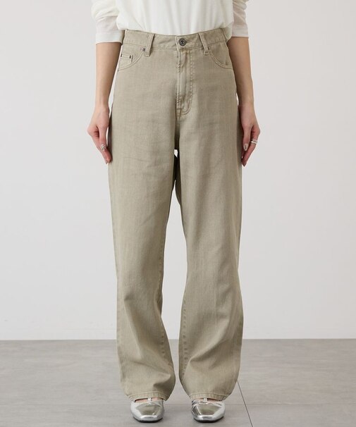 ルーズストレートカラーデニムパンツ