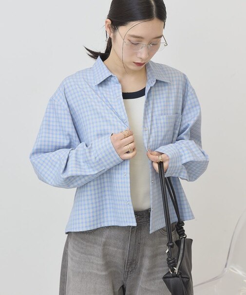 ミニチェックショート丈シャツ