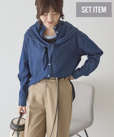 スカーフセットデニムシャツ