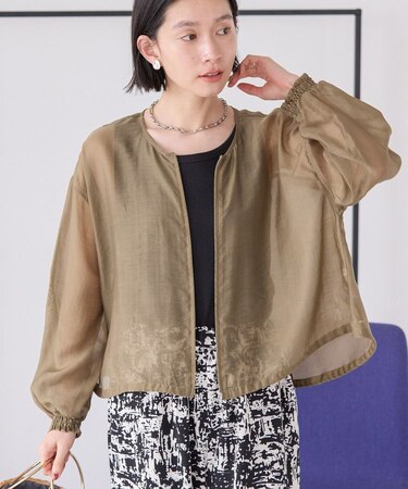 【WEB限定】ノーカラーシアーZIPブルゾン