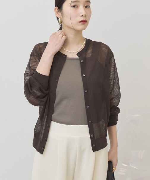 シアーリブニットカーディガン