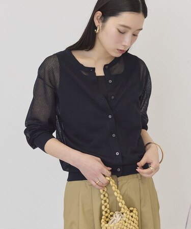 シアーリブニットカーディガン