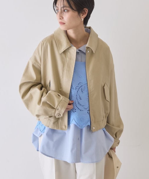 襟付きショート丈ブルゾン