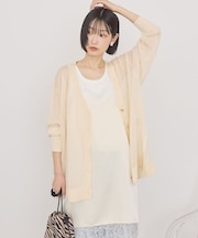 メタルボタンシアーVネックカーディガン