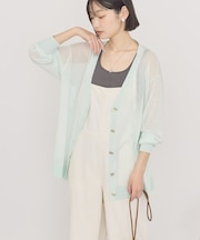 メタルボタンシアーVネックカーディガン