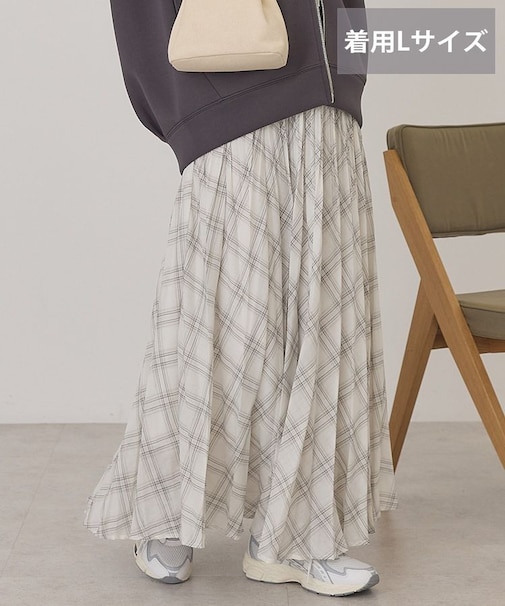 【選べる丈】チェックシアープリーツスカート