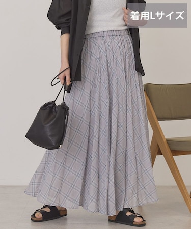 【選べる丈】チェックシアープリーツスカート
