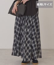 【選べる丈】チェックシアープリーツスカート