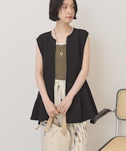 【接触冷感・イージーケア】リネンライクペプラムベスト